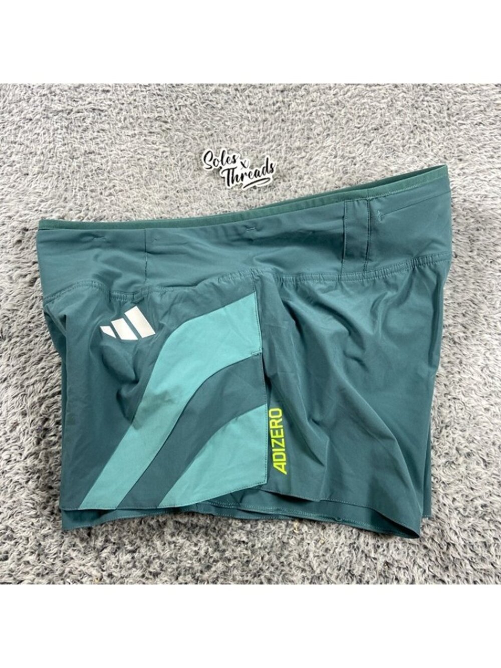 Adidas Adizero Archive 2" Running Gel Short Size Medium Men Teal JV9309 - Picture 6 of 9